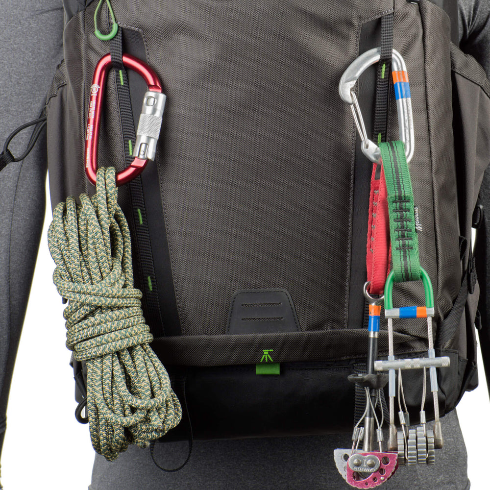 
                  
                    Daisy chain, ice axe loops and additional lash points for expanding your carry capacity
                  
                