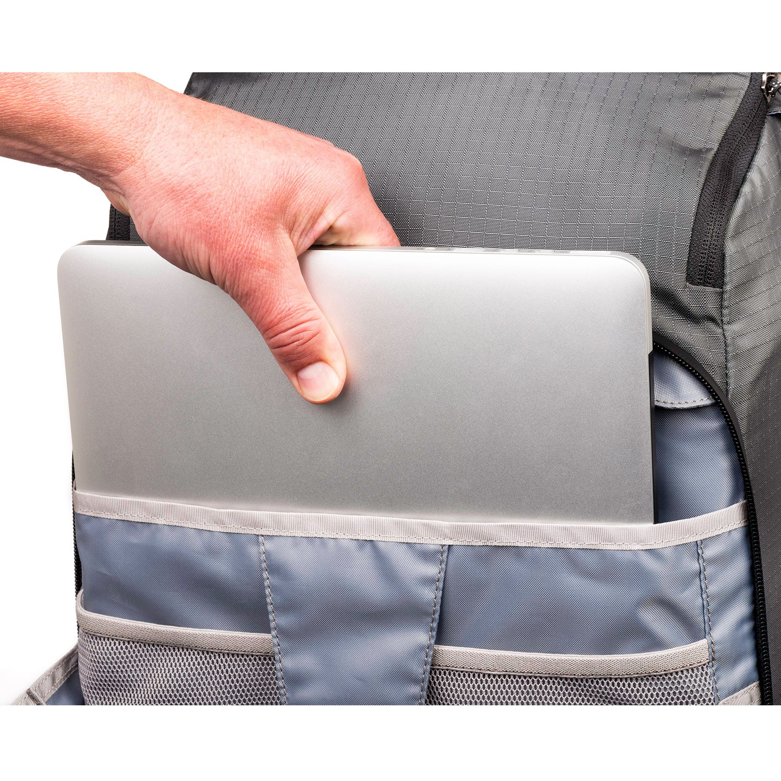 Dedicated compartments fit up to a 17” laptop and a 10” tablet