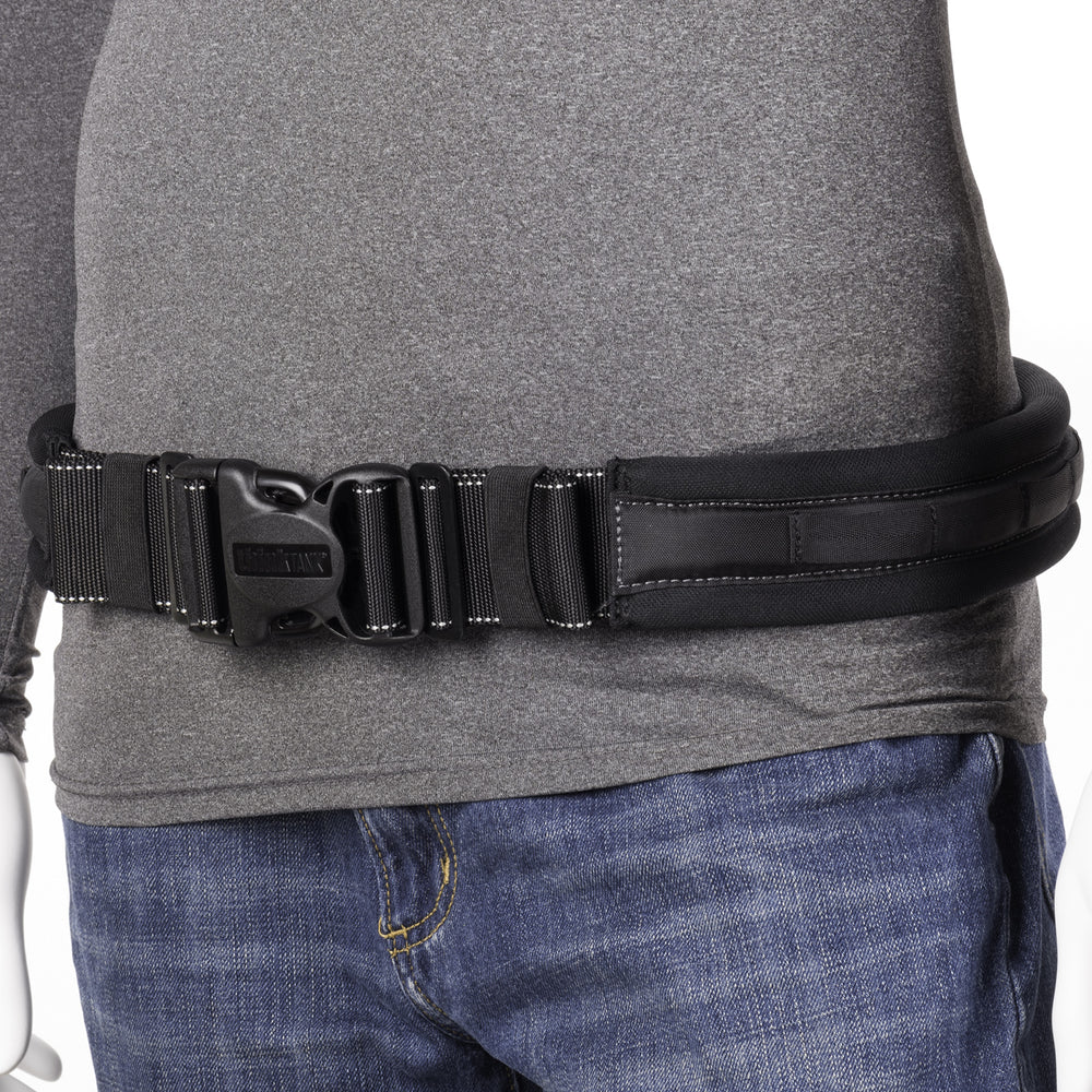 Adjustable buckle stops prevent belt from loosening yet are easy to resize